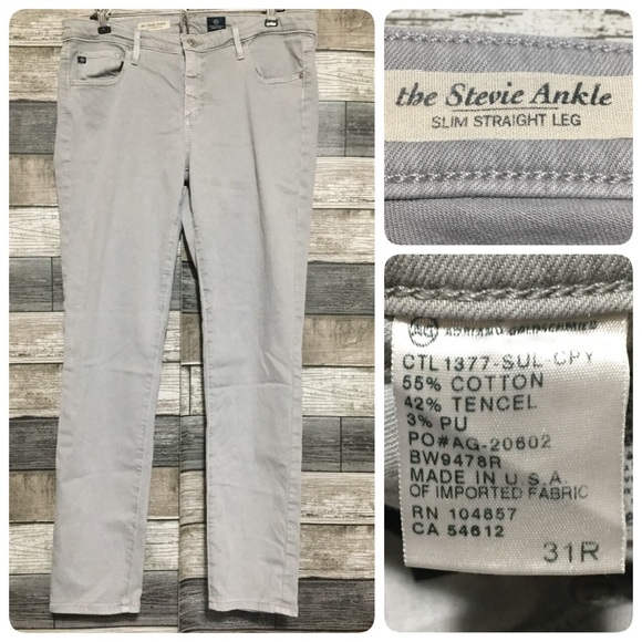 Ag The Stevie Ankle Slim Straight Leg Jeans Women’s 31R Gray (Inseam 27) - Picture 1 of 9
